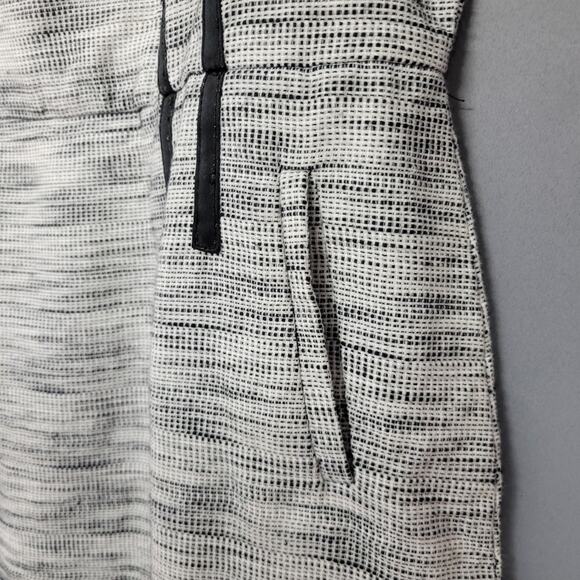 I Love Ronson Sheath Dress Womens 14 Tweed Linen Blend Black White Halter - Picture 5 of 12